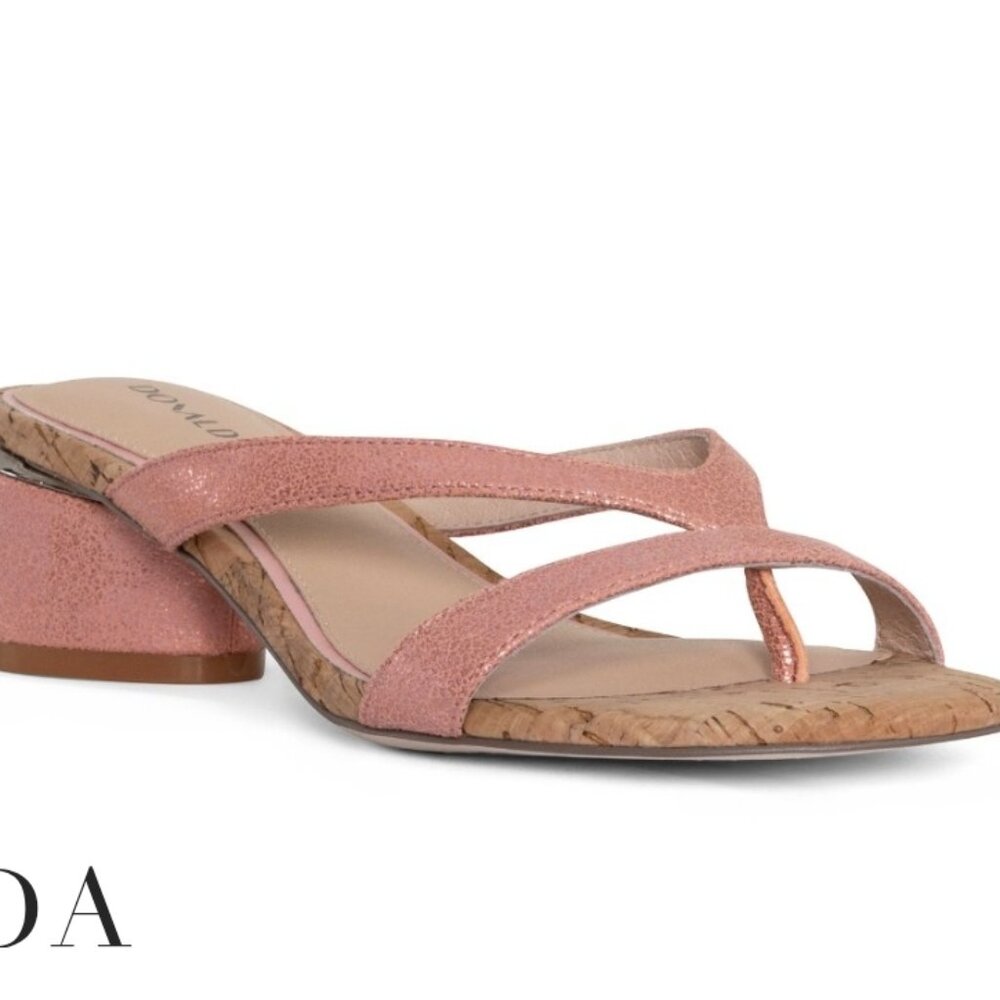 Donald Pliner Mida Leather Sandal Coral Pink Resort Wear Thong Strappy Size 7-10